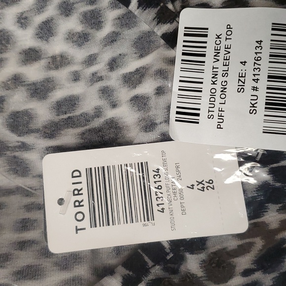 ❤️NWT VINTAGE TORRID TOP - CHEETAH ANIMAL PRINT BLOUSE - PUFF SLEEVE - PLUS SIZE - Picture 7 of 13